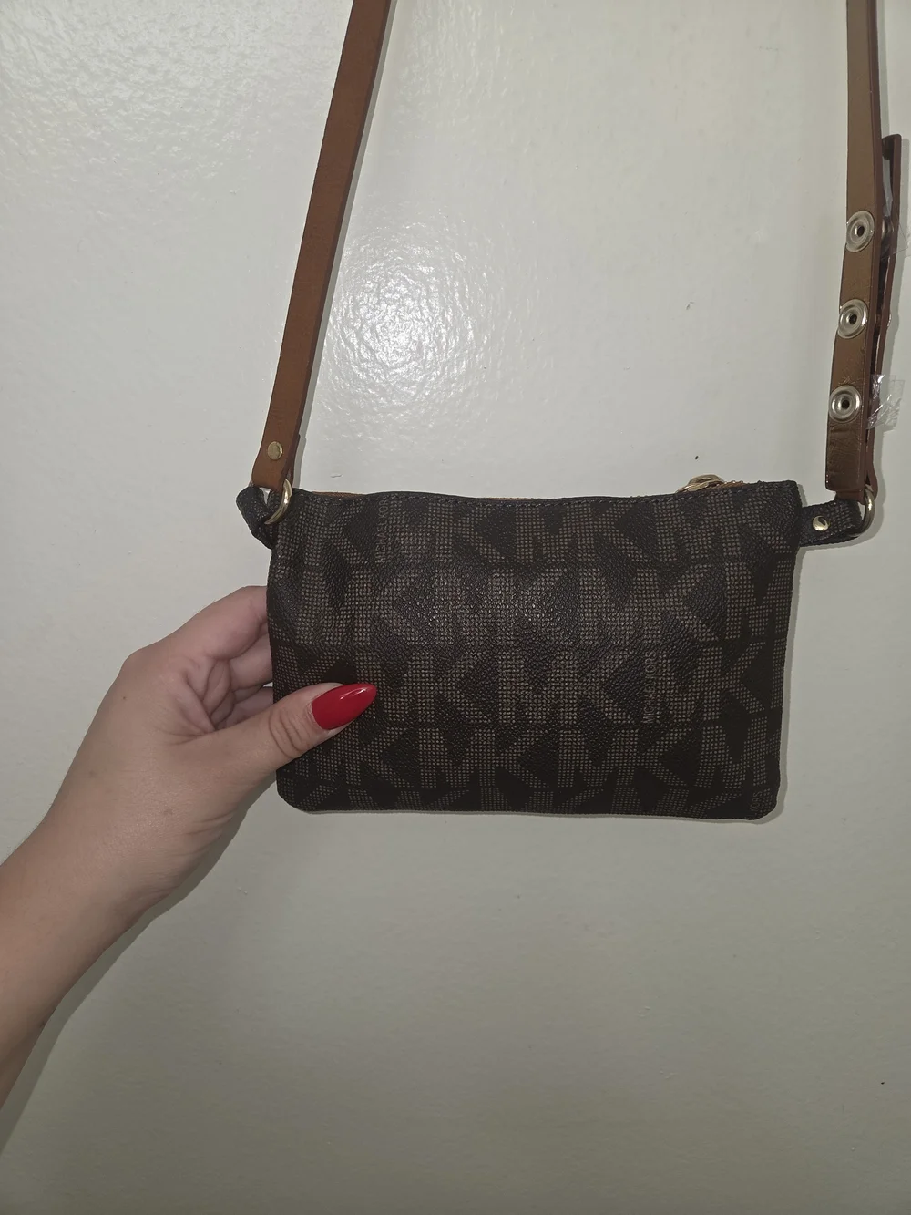 Michael Kors Brown Logo Belt Bag with Gold Chain Strap